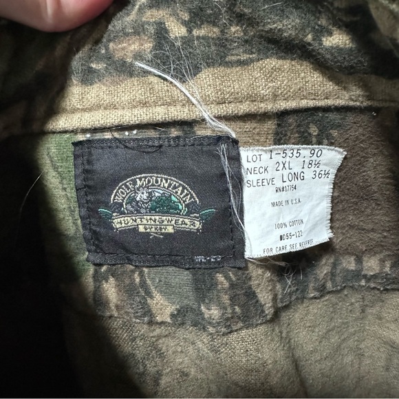 Wolf Mountain Hunting Wear Key Camo Camouflage Button Down Shirt Outdoor Vintage - Picture 5 of 5